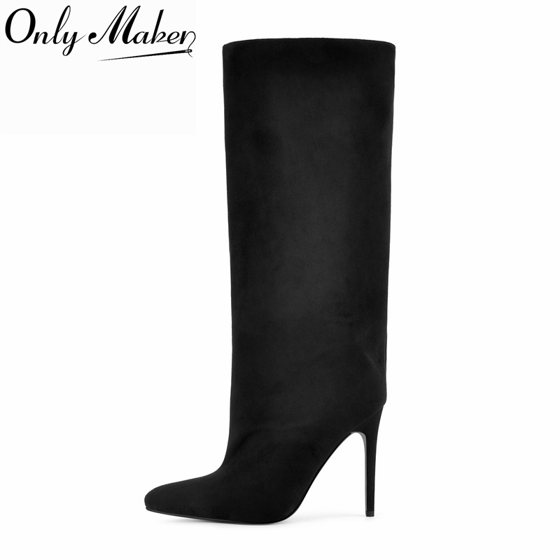 Winter Clothing Clearance Sale - Onlymaker Black Faux Suede Knee High