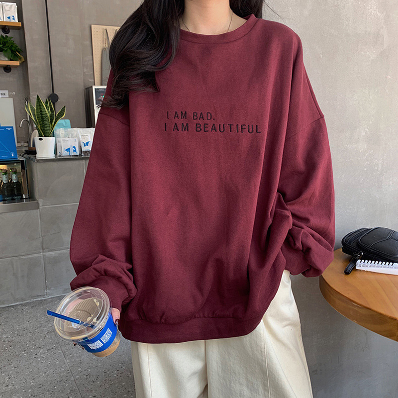 Winter Clothing Hong Kong - Loose Long Sleeve Letter Print Student